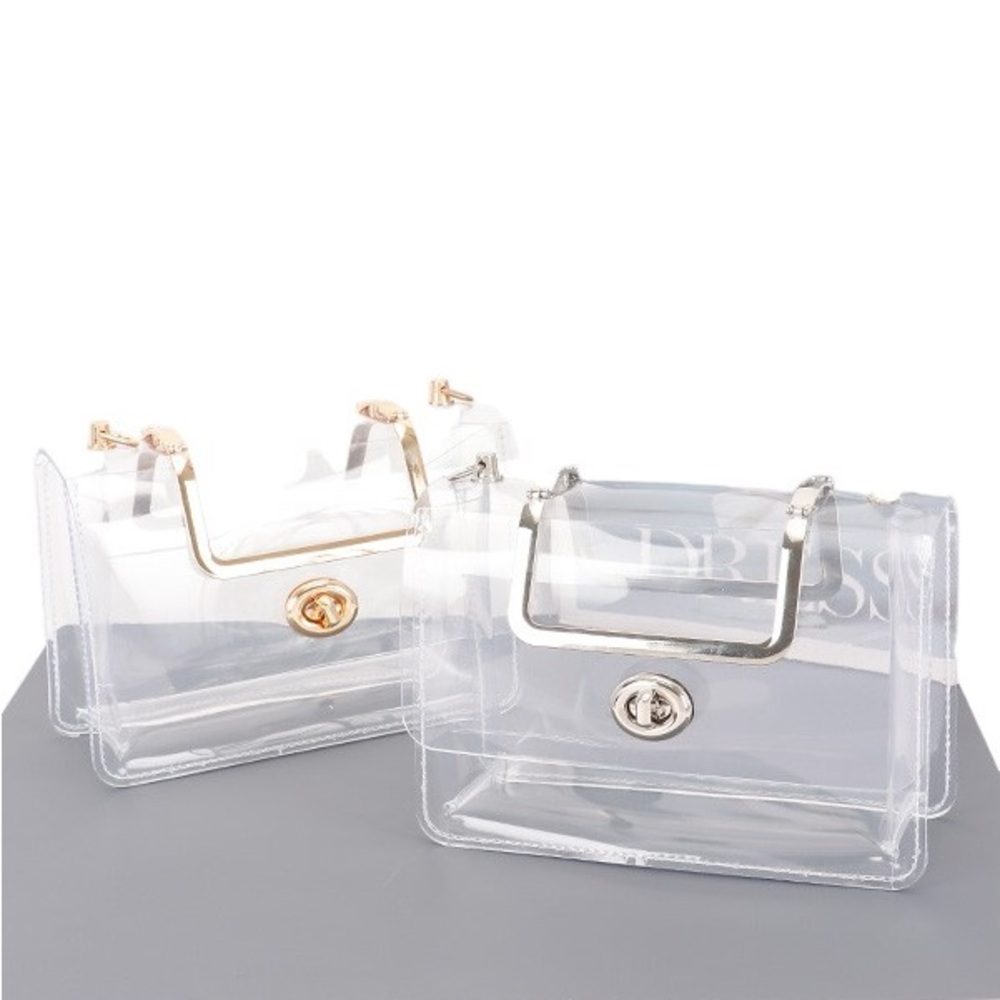 Clear PVC Stadium Bag with Metallic Trim - Transparent - Picture 2 of 6